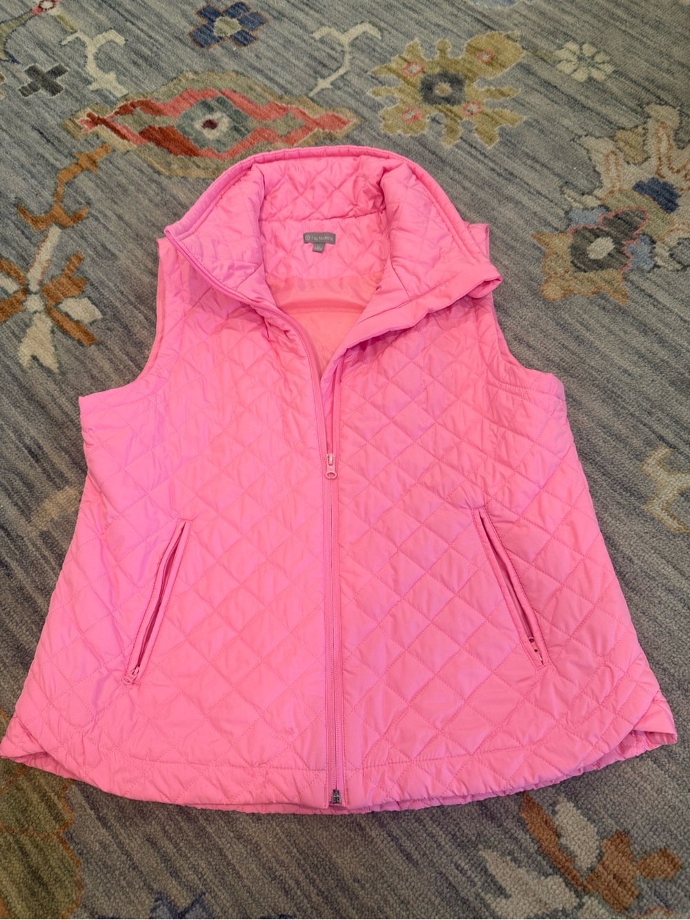 Talbots Pink DIAMOND QUILTED VEST - SOLID size LP large petite